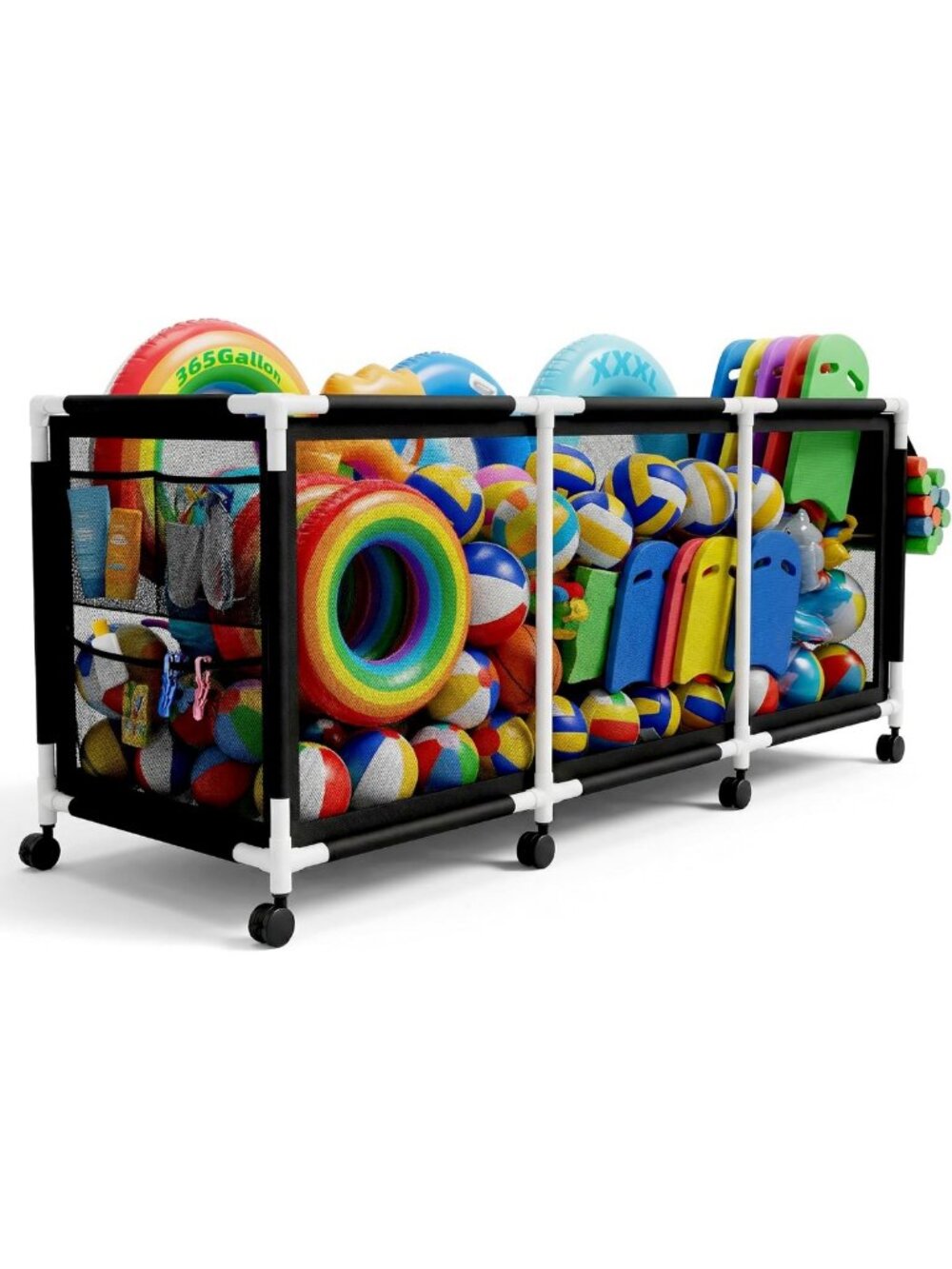 XXXL Extra Large Pool Storage Bin - 365 Gallon Mesh Organizer for Floats, Toys